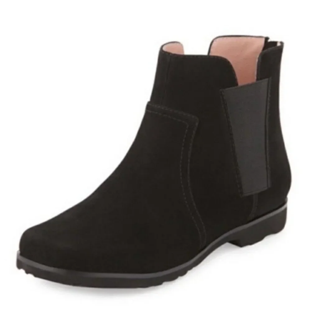 Taryn Rose Jervin Black Nubuck Leather Chelsea Ankle Boots Women’s 7.5